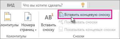 Организация информации в документе в Microsoft Word: сноски и концевые примечания