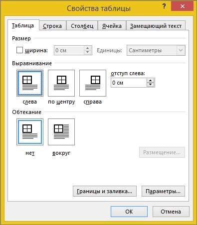 Создание таблицы в Microsoft Word