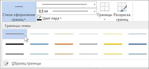 Настройка внешнего вида границ таблицы