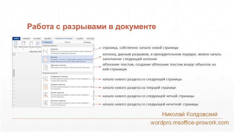 Как использовать функцию разделения страницы на части в Microsoft Word