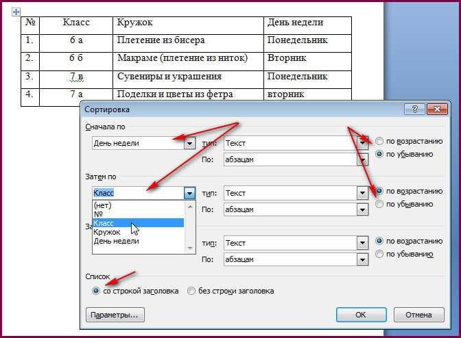 Как использовать функцию сортировки в Microsoft Word для таблиц