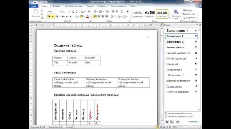 Как настроить стили таблиц и списков в Microsoft Word
