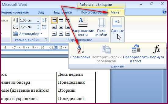Как отсортировать данные в таблице в Microsoft Word