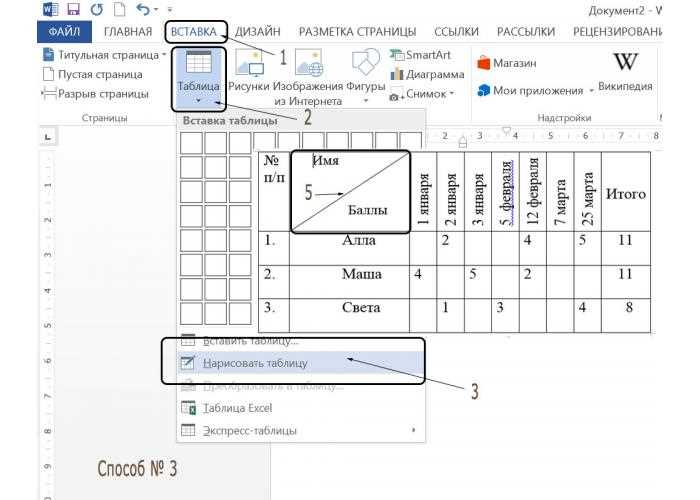 Как печатать таблицу в Microsoft Word