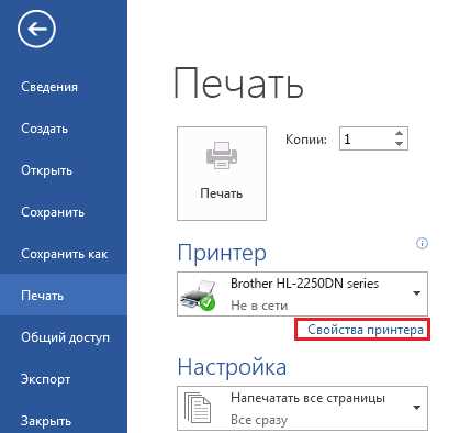 1. Проверьте настройки принтера