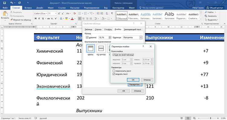 Как работать с функцией выравнивания таблицы в Microsoft Word