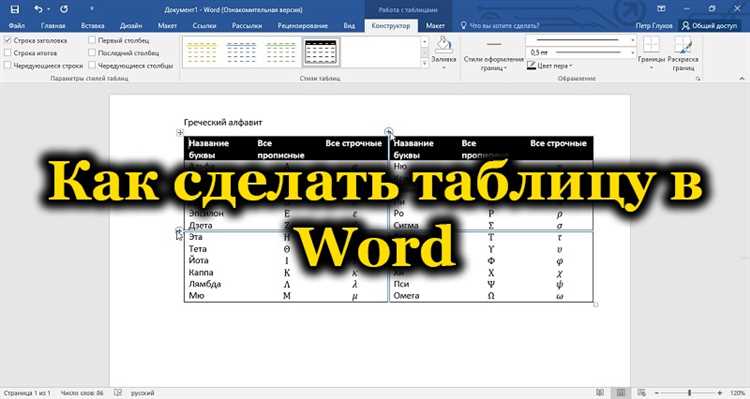 Как создать таблицу в Microsoft Word