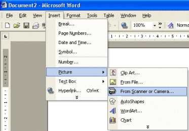 Как вставить изображение с помощью сканера в Microsoft Word