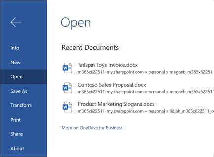 Открытие документа с помощью функции «Открыть последний документ» в Microsoft Word