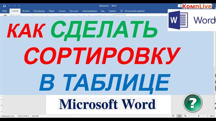 Практическое руководство по сортировке таблицы в Microsoft Word
