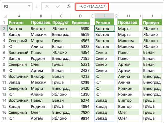 Примеры использования функции сортировки в Microsoft Word