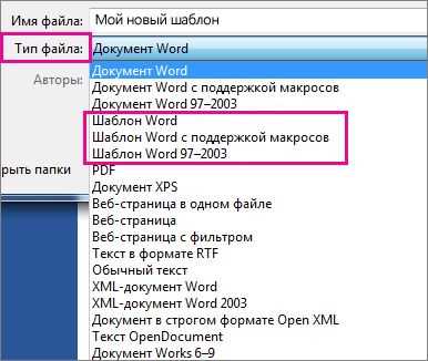 Основные компоненты шаблона документов в Microsoft Word