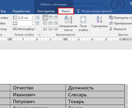 Советы по изменению выравнивания таблиц в Microsoft Word