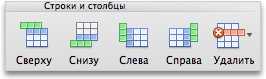 Добавление строк и столбцов
